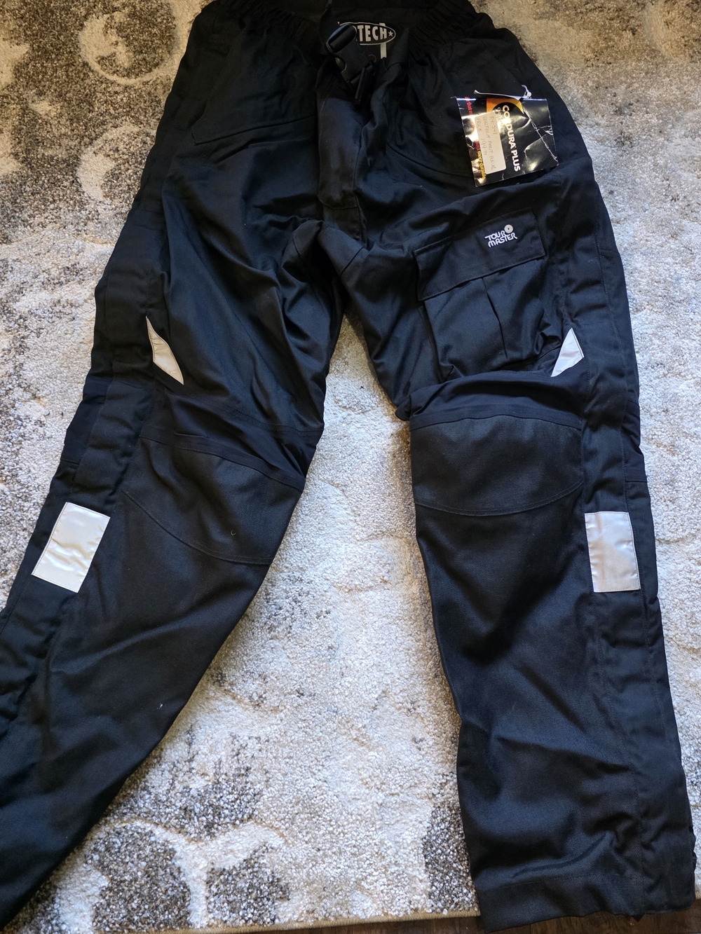 Tech-Tough Black Cargo Work Pants with Reflective Accents
